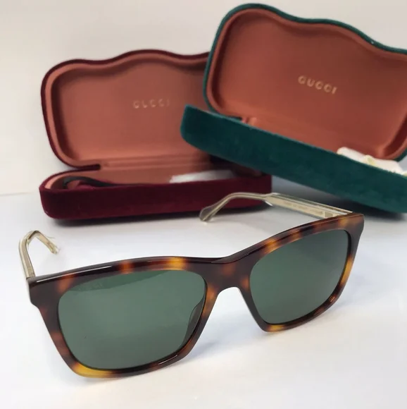 New - 💯 originalGucci Green Rectangular Men's Sunglasses GG0558S 003